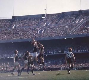Players fly for the ball during the infamous 1970 Grand Final.
